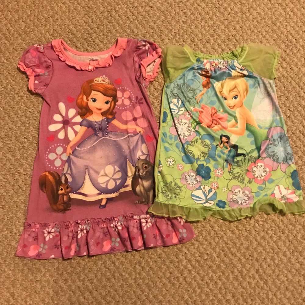 5/$20 Set of Disney Sophia & Tinkerbell Nightgowns